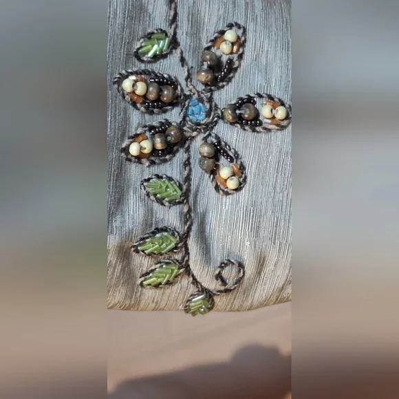 SILK LAND 100% Silk Light Brown Floral Embroidered Blazer - Picture 9 of 11